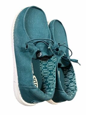 Hey Dude Teal Canvas Slip-On Sneakers with Toggle Laces